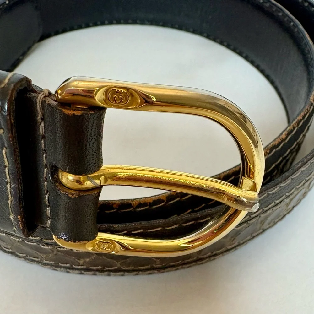 Gucci Vintage Leather & Snakeskin Belt - Picture 5 of 7